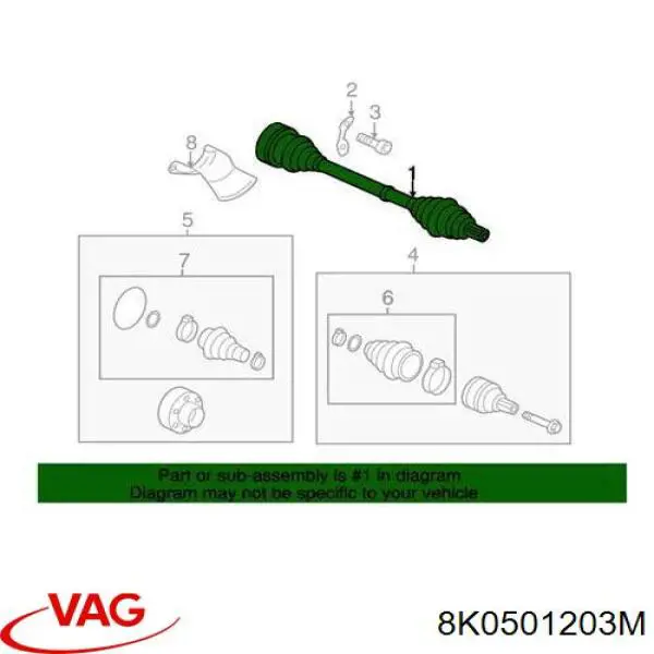 Semieixo traseiro esquerdo VAG 8K0501203M preço, a partir de 139,61 USD