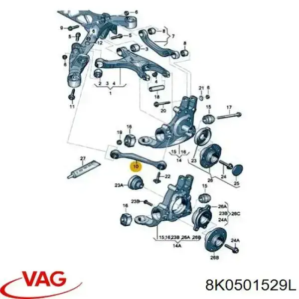 Braço oscilante de suspensão traseira transversal VAG 8K0501529L preço, a partir de 37,52 USD