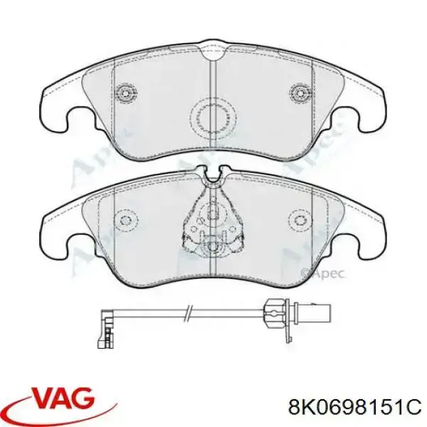 Compre 8K0698151C VAG Sapatas do freio dianteiras de disco
