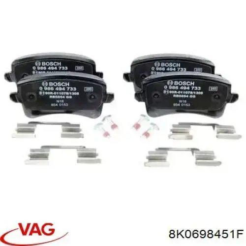 Sapatas do freio traseiras de disco VAG 8K0698451F preço, a partir de 24,11 USD