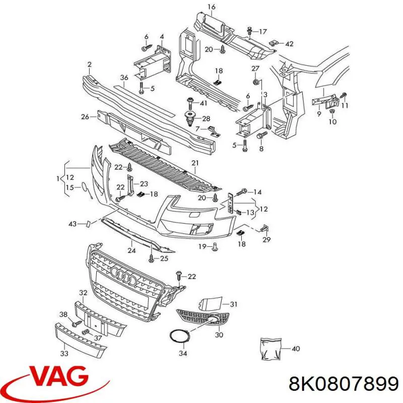  VAG 8K0807899 preço, a partir de 26,93 USD