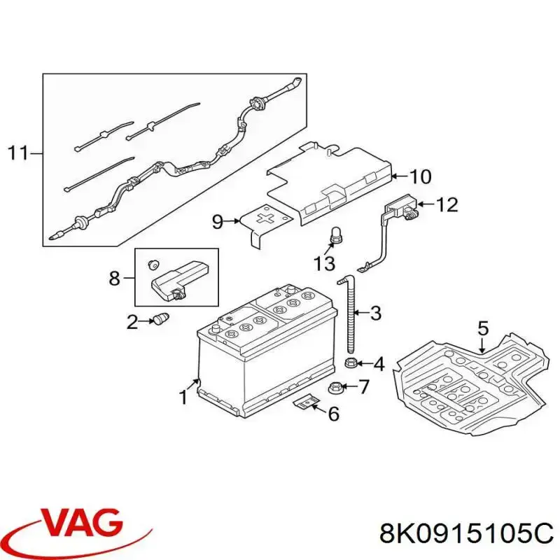 8K0915105C VAG Bateria recarregável (PILHA)