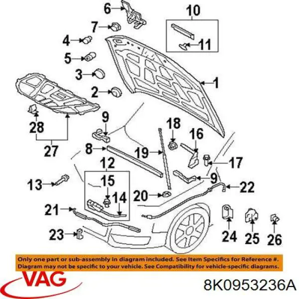 8K0953236A VAG Fecho da capota