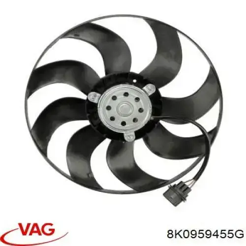 8K0959455G VAG Ventilador elétrico de esfriamento montado (motor + roda de aletas) esquerdo