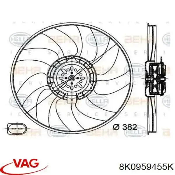 Ventilador elétrico de esfriamento montado (motor + roda de aletas) esquerdo VAG 8K0959455K preço, a partir de 84,58 USD