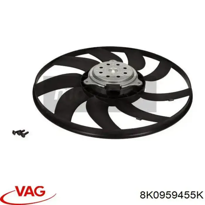 8K0959455K VAG Ventilador elétrico de esfriamento montado (motor + roda de aletas) esquerdo