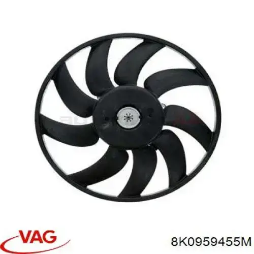 8K0959455M VAG Ventilador elétrico de esfriamento montado (motor + roda de aletas) direito