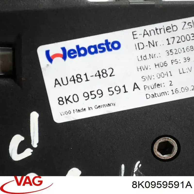 8K0959591A VAG Motor de acionamento de alcapão