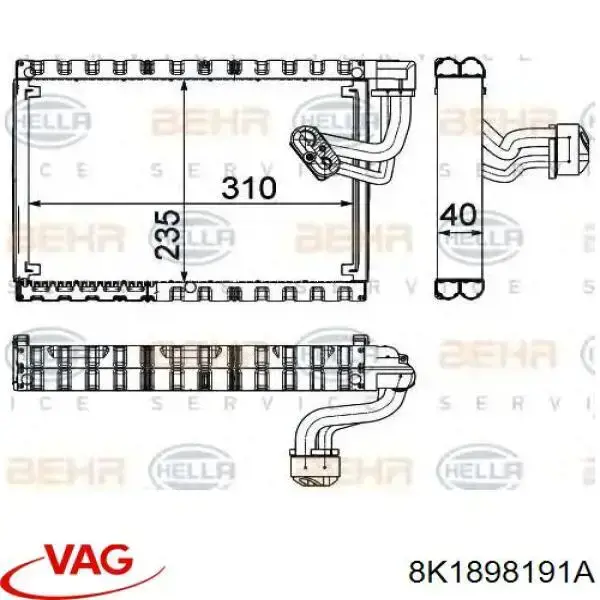 8K1898191A VAG Vaporizador de aparelho de ar condicionado