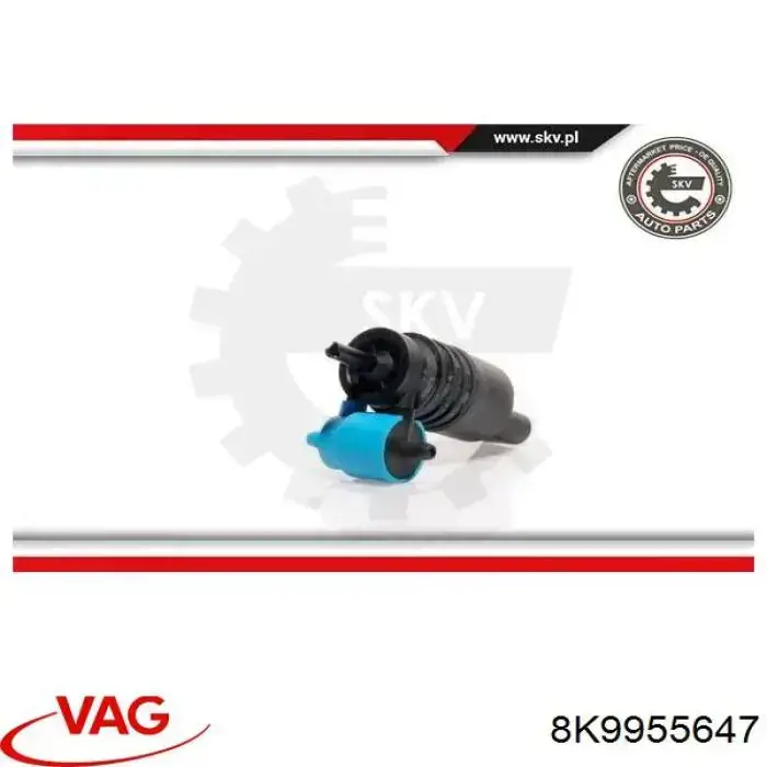 Bomba de motor de fluido para lavador de vidro dianteiro 8K9955647 VAG