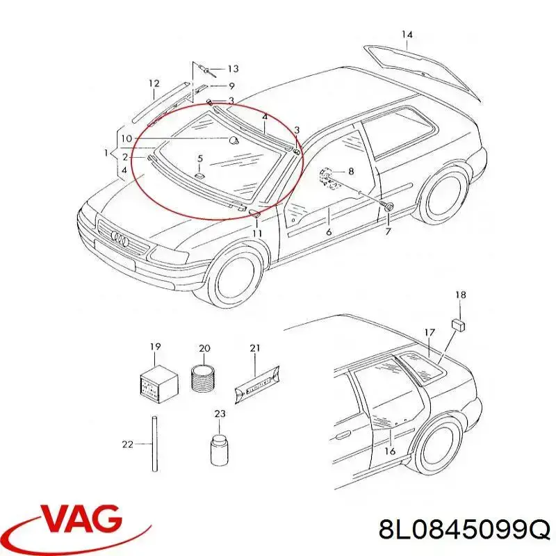8L0845099Q VAG Pára-brisas