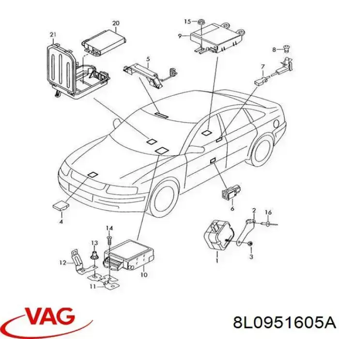 Sirene do sistema anti-roubo VAG 8L0951605A preço, a partir de 66,52 USD