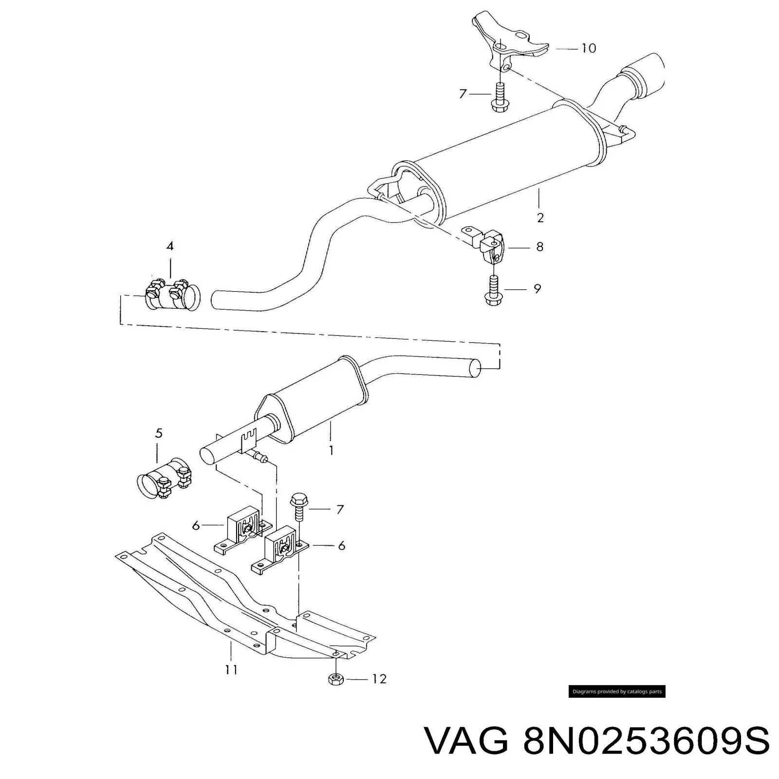 Compre 8N0253609S VAG Silenciador, parte traseira