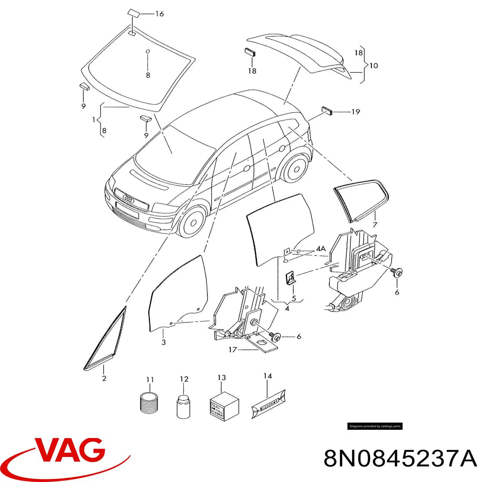 Pára-brisas VAG 8N0845237A preço, a partir de  