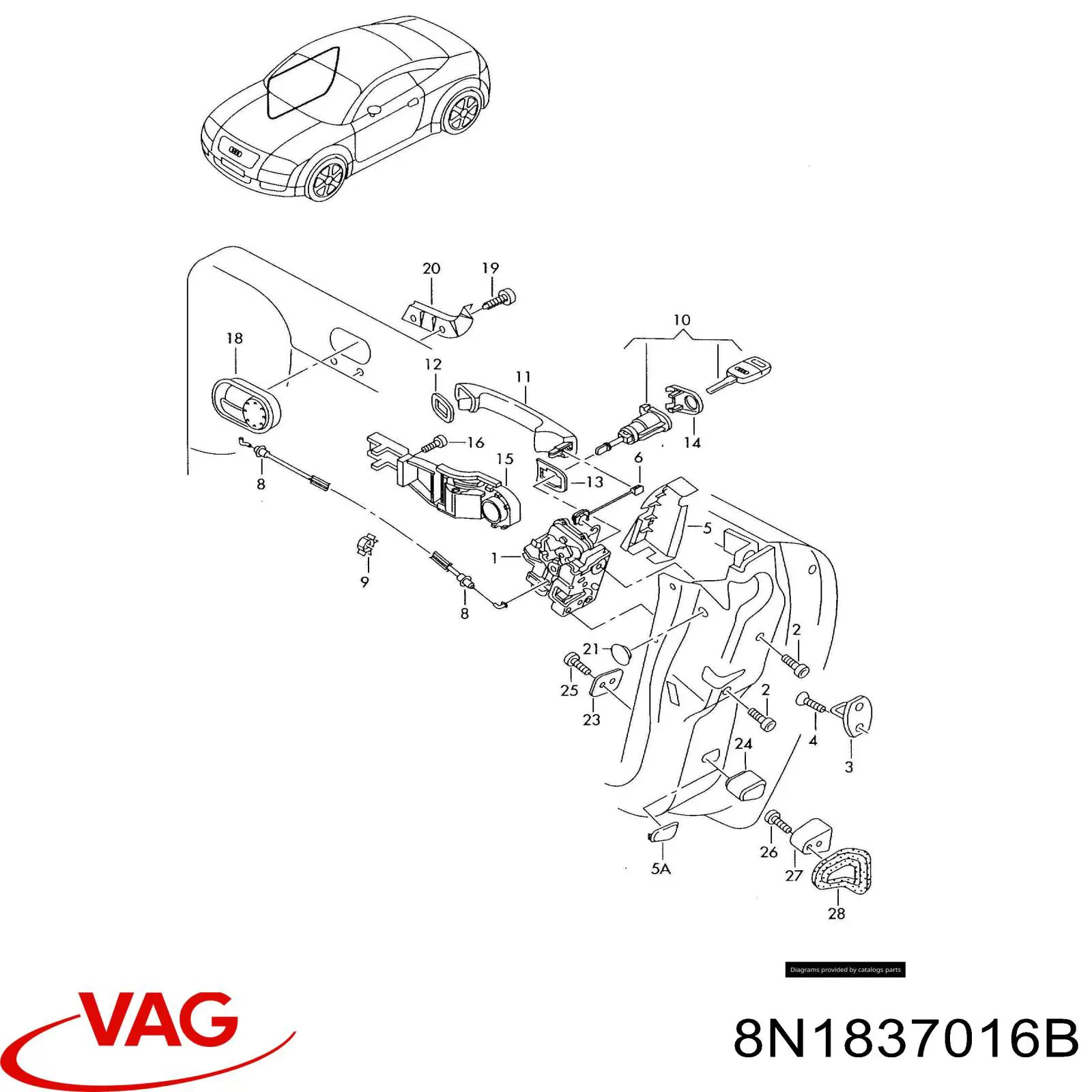 Fecho da porta dianteira direita VAG 8N1837016B preço, a partir de 59,80 USD