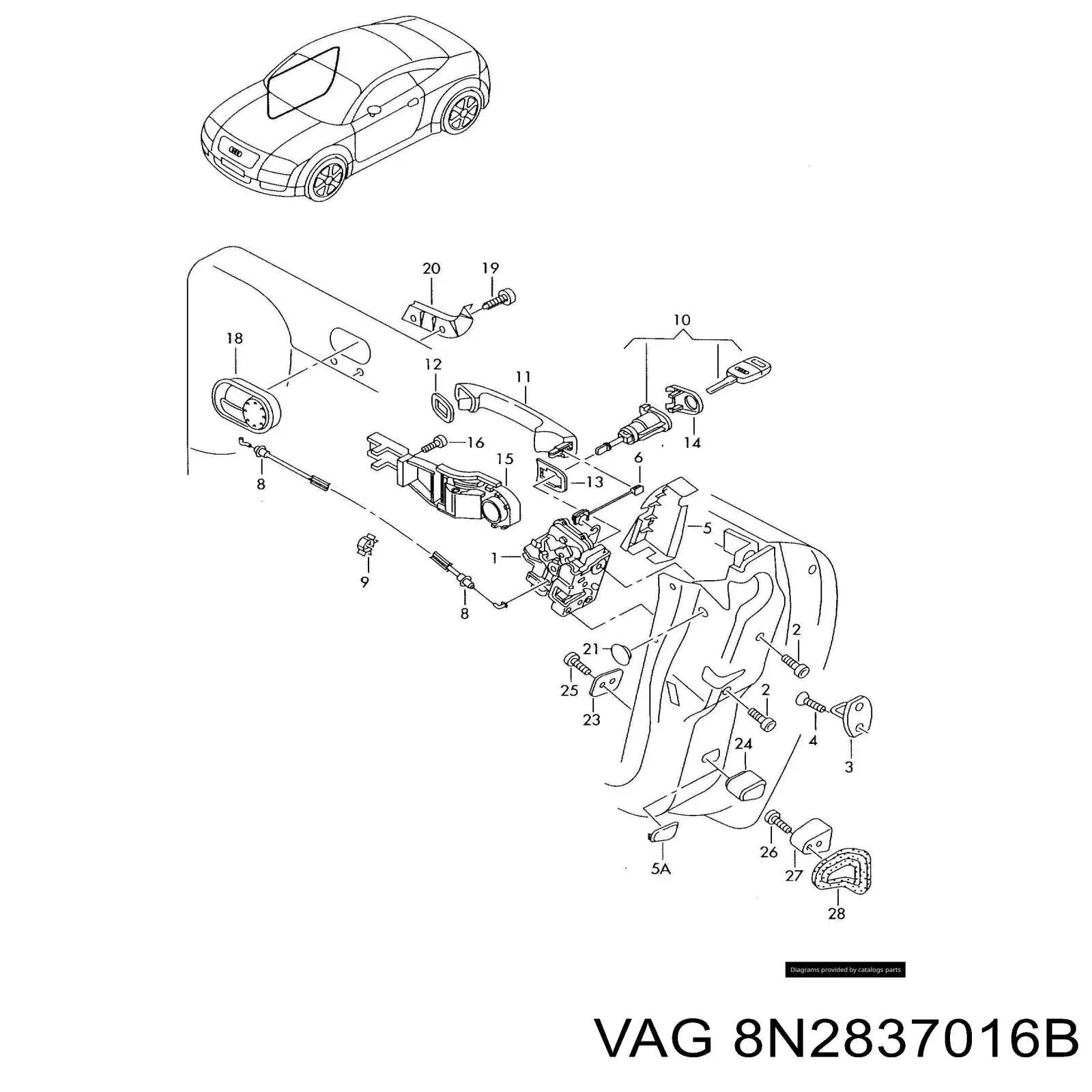 8N2837016B VAG Fecho da porta dianteira direita