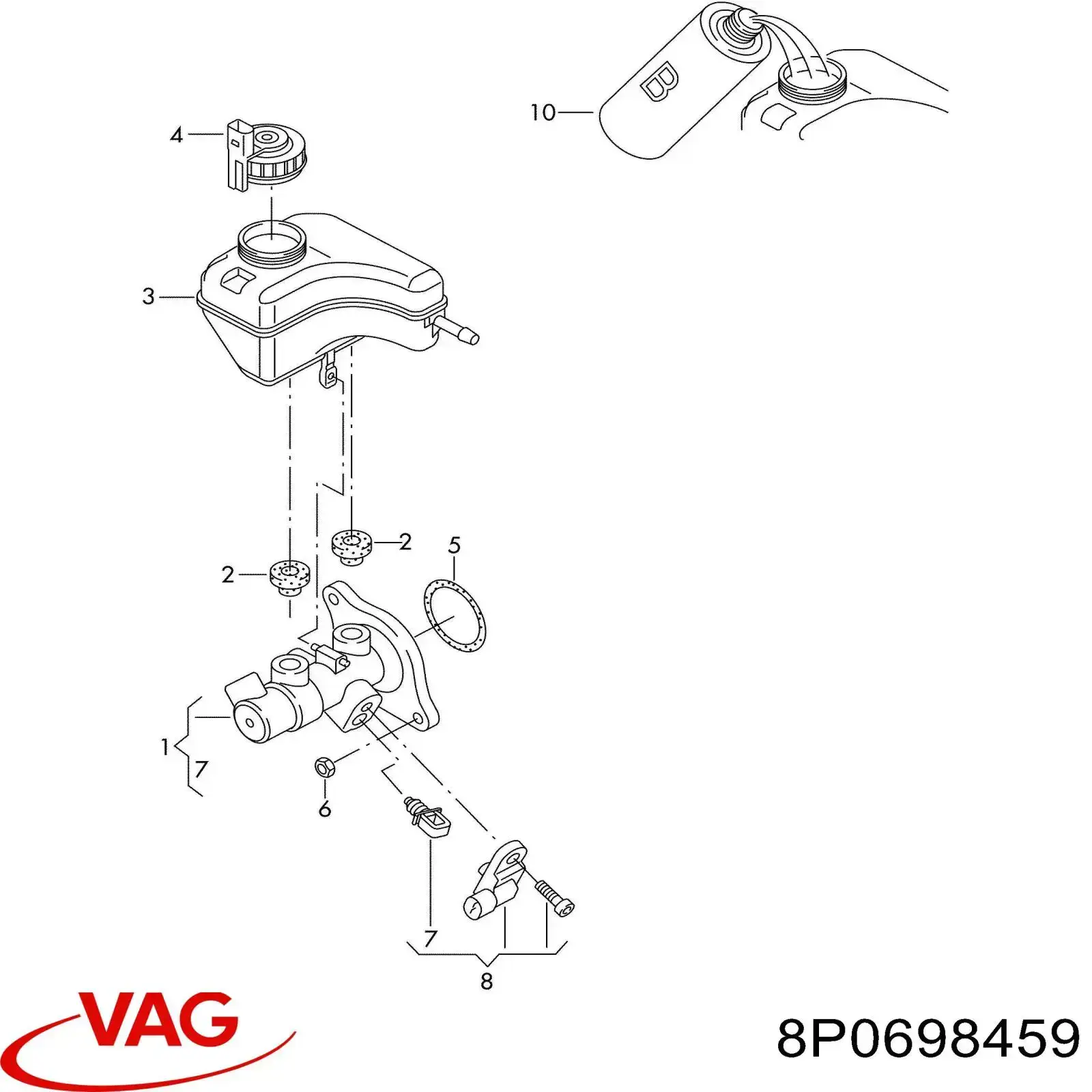 8P0698459 VAG Sensor de ativação do sinal de parada