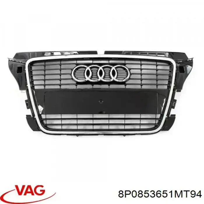 Grelha do radiador 8P0853651MT94 VAG