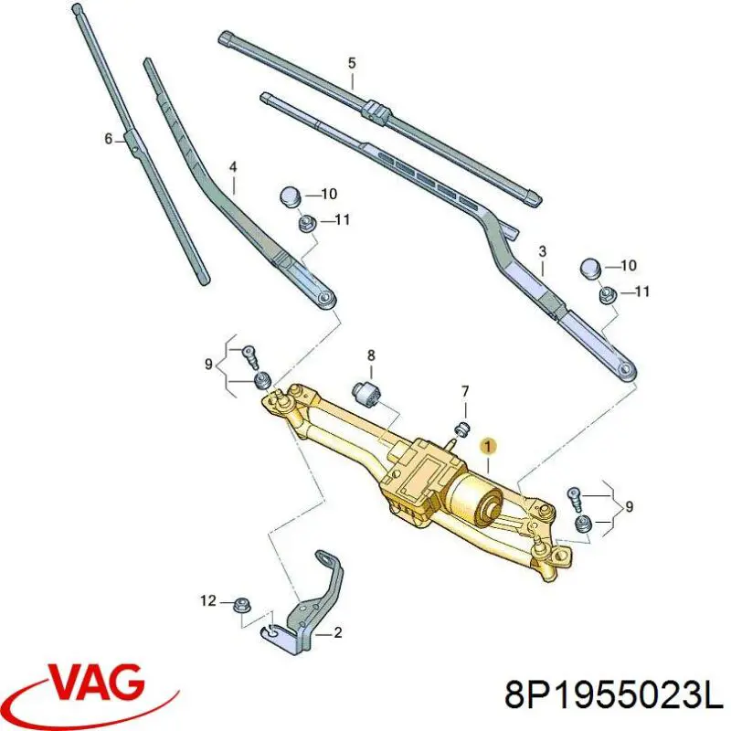 Trapézio de limpador pára-brisas VAG 8P1955023L preço, a partir de 63,98 USD