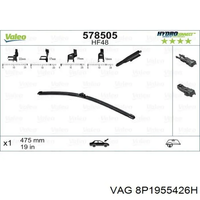 Limpa-pára-brisas do pára-brisas de passageiro VAG 8P1955426H preço, a partir de 32,80 USD