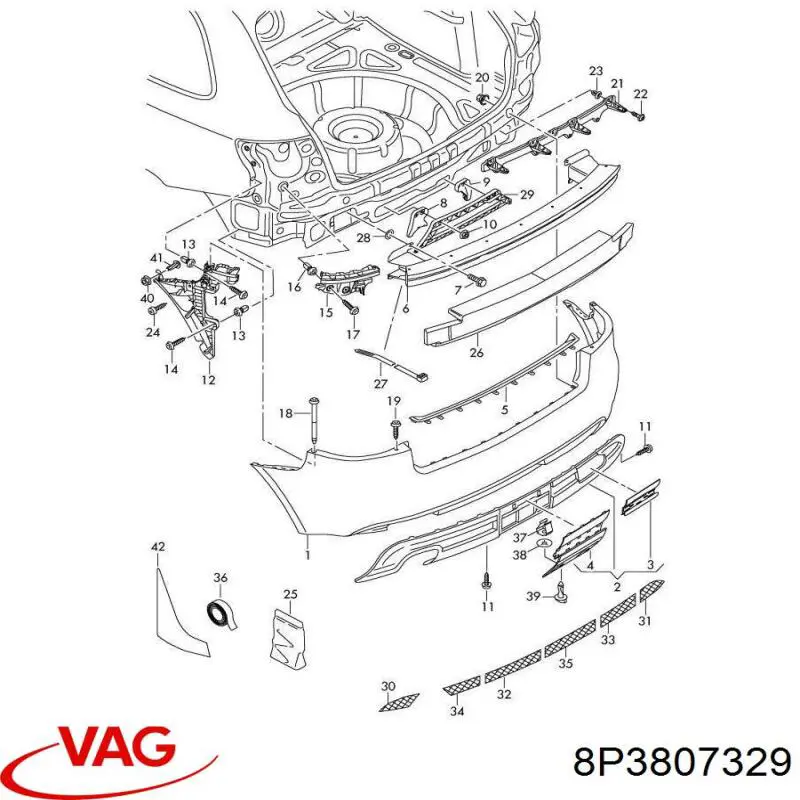 Consola de reforçador do pára-choque traseiro VAG 8P3807329 preço, a partir de 10,91 USD