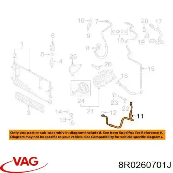 Compre 8R0260701H VAG Mangueira de aparelho de ar condicionado, desde o compressor até o radiador