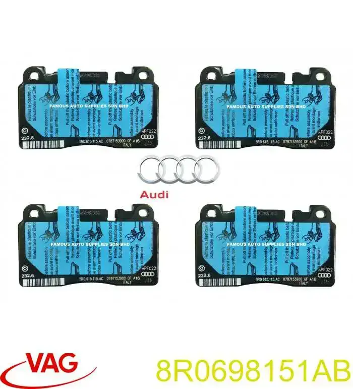 Sapatas do freio dianteiras de disco VAG 8R0698151AB preço, a partir de 51,92 USD