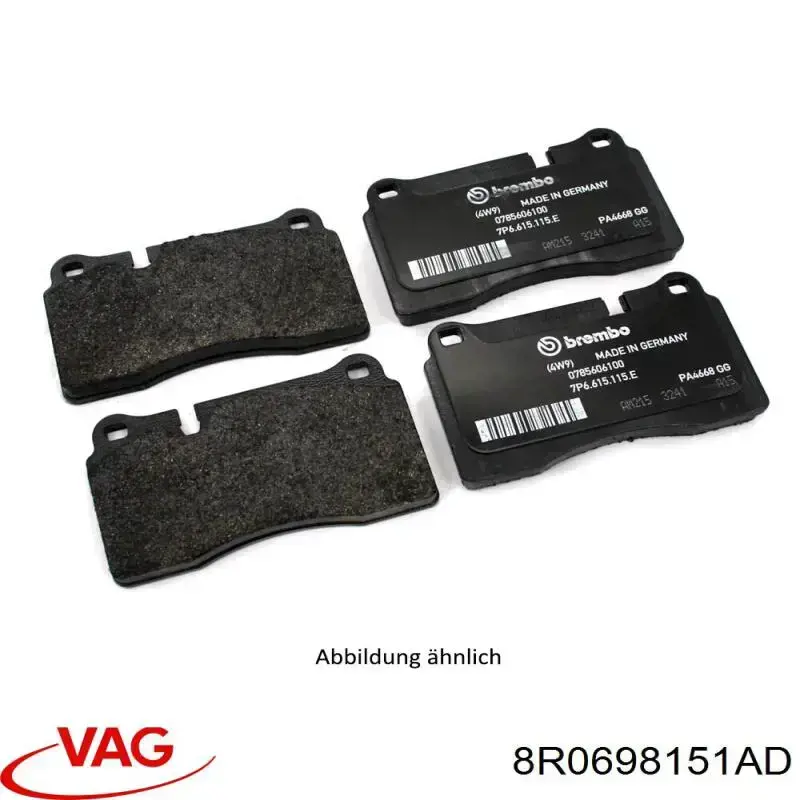 8R0698151AD VAG Sapatas do freio dianteiras de disco