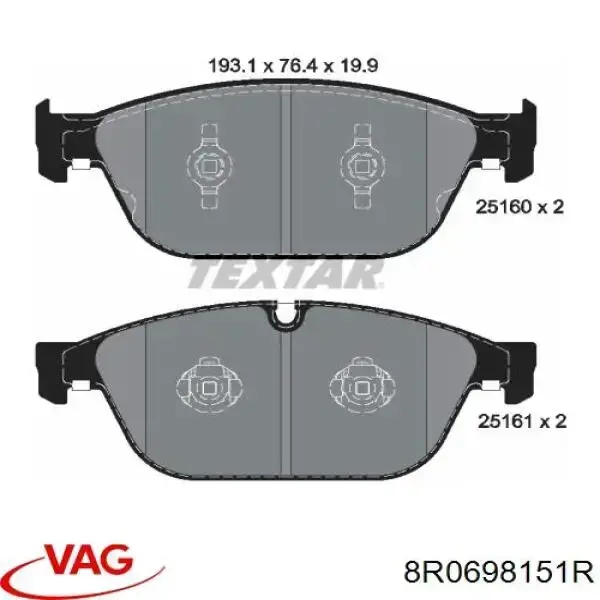 Compre 8R0698151R VAG Sapatas do freio dianteiras de disco