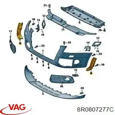 Consola do pára-choque dianteiro esquerdo VAG 8R0807277C preço, a partir de 12,42 USD