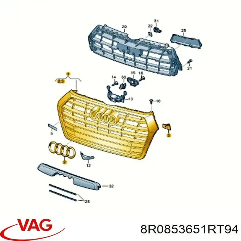 Grelha do radiador VAG 8R0853651RT94 preço, a partir de 806,17 USD