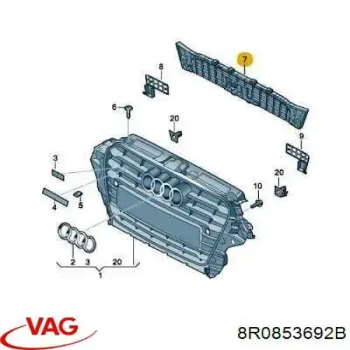 8R0853692B VAG Consola de grelha do radiador