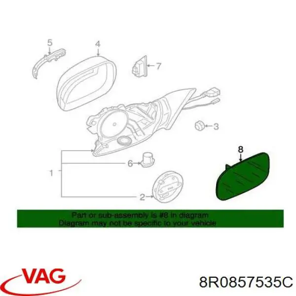 Espelho de retrovisão esquerdo VAG 8R0857535C preço, a partir de 101,50 USD