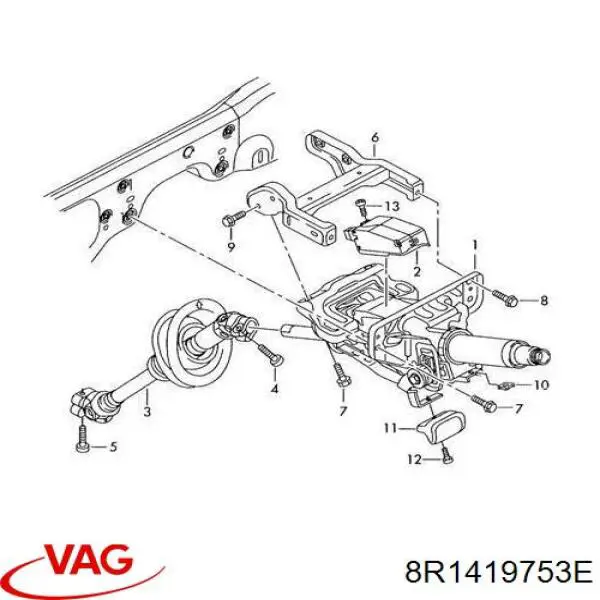 Compre 8R1419753G VAG Veio da coluna de direção inferior