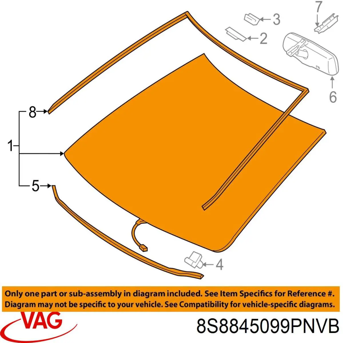 Pára-brisas VAG 8S8845099ACNVB preço, a partir de 582,90 USD