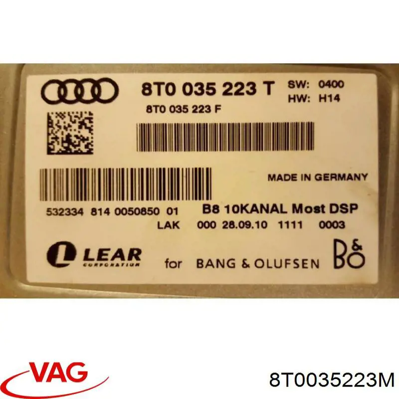 Reforçador do som de sistema de áudio VAG 8T0035223T preço, a partir de 1240,72 USD