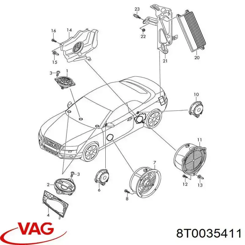 8T0035411 VAG Alto-falante da porta dianteira
