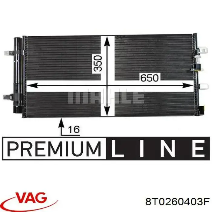 8T0260403F VAG Radiador de aparelho de ar condicionado