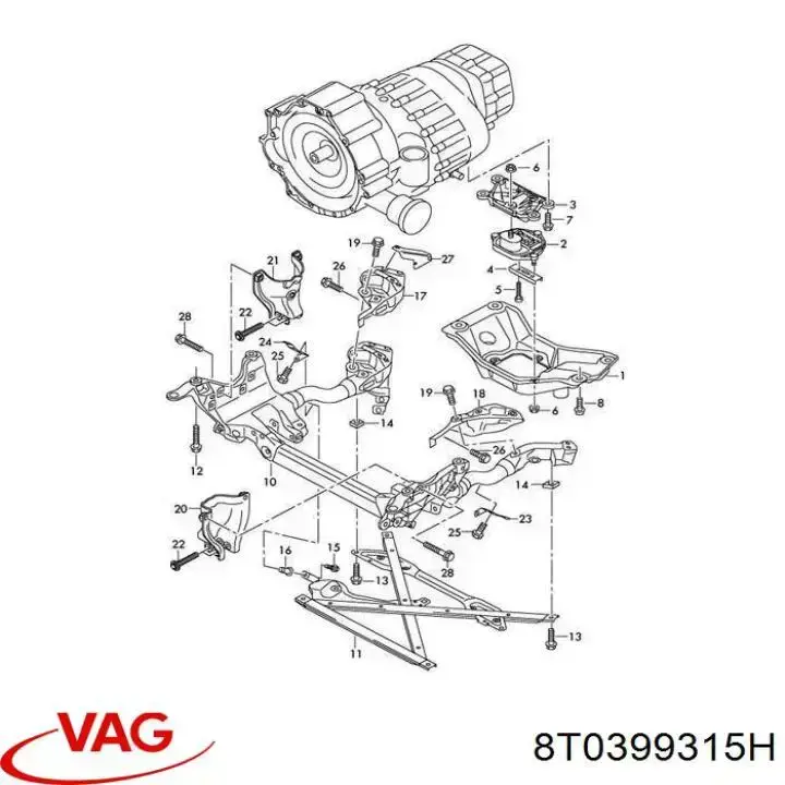 Viga de suspensão dianteira (plataforma veicular) VAG 8T0399315G preço, a partir de 417,13 USD