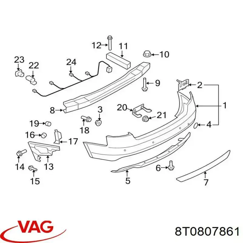 Consola central do pára-choque traseiro VAG 8T0807861 preço, a partir de 12,69 USD