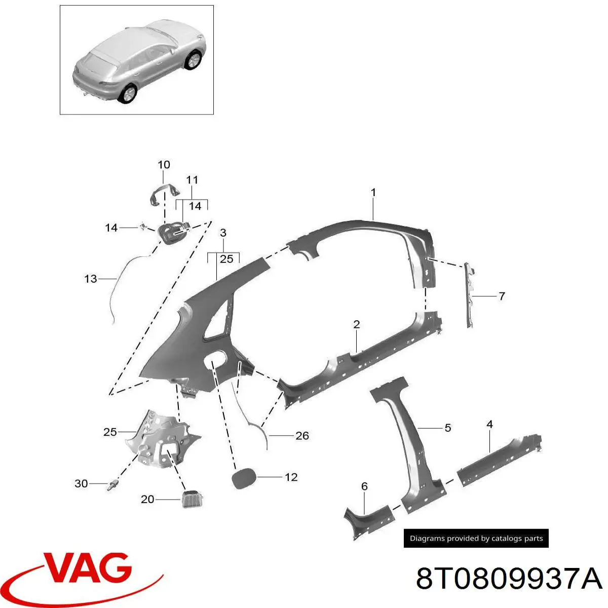  VAG 8T0809937A preço, a partir de 9,62 USD