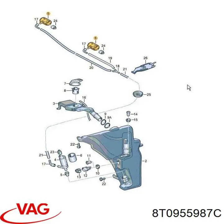 Injetor de fluido para lavador de pára-brisas VAG 8T0955987C preço, a partir de 13,39 USD
