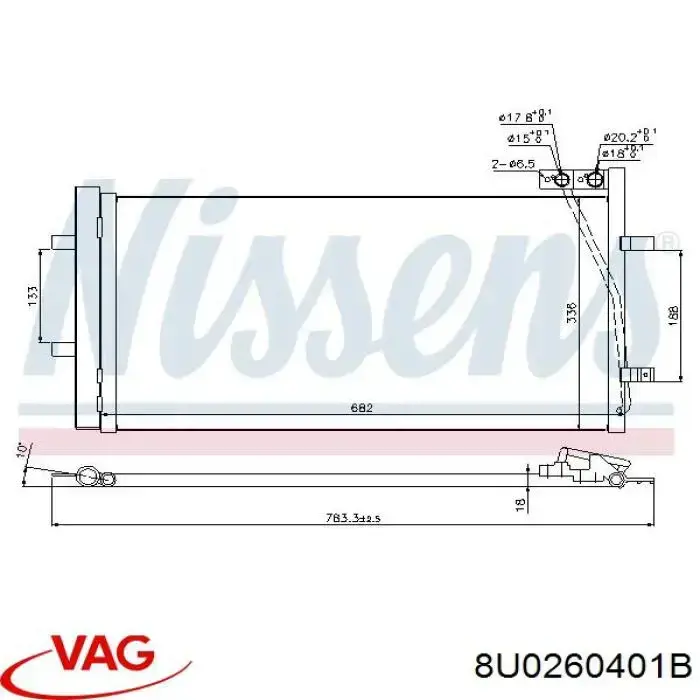 8U0260401B VAG Radiador de aparelho de ar condicionado