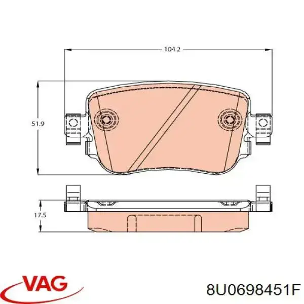 Sapatas do freio traseiras de disco VAG 8U0698451F preço, a partir de 33,44 USD