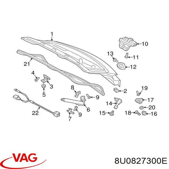8U0827300 VAG Gozno da porta traseira (de 3º/5º bagageiro)