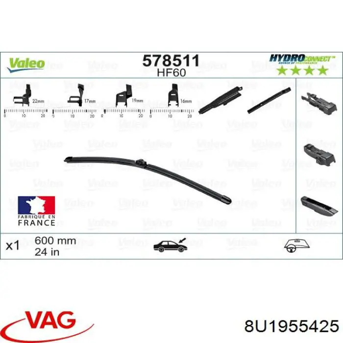 Compre 8U1955425 VAG Limpa-pára-brisas do pára-brisas, kit de 2 un.