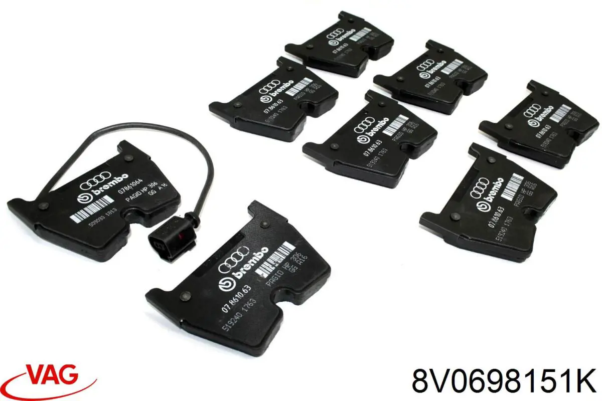 8V0698151K VAG Sapatas do freio dianteiras de disco
