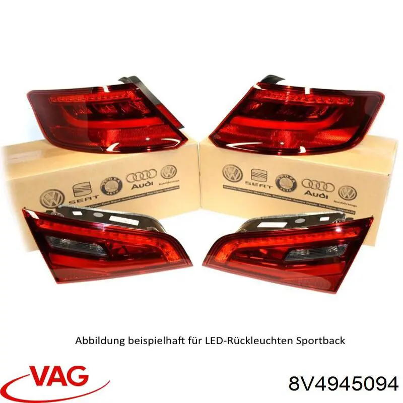 Lanterna traseira direita interna VAG 8V4945094 preço, a partir de 139,61 USD
