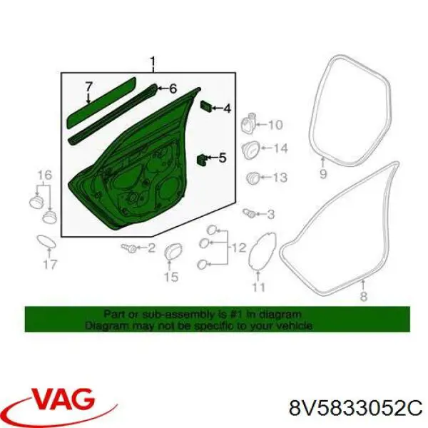 Porta traseira direita VAG 8V5833052C preço, a partir de 732,08 USD