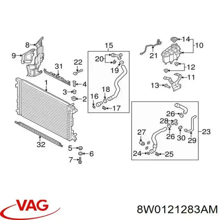 Conduto de ar (defletor) esquerdo do radiador VAG 8W0121283AM preço, a partir de 36,19 USD